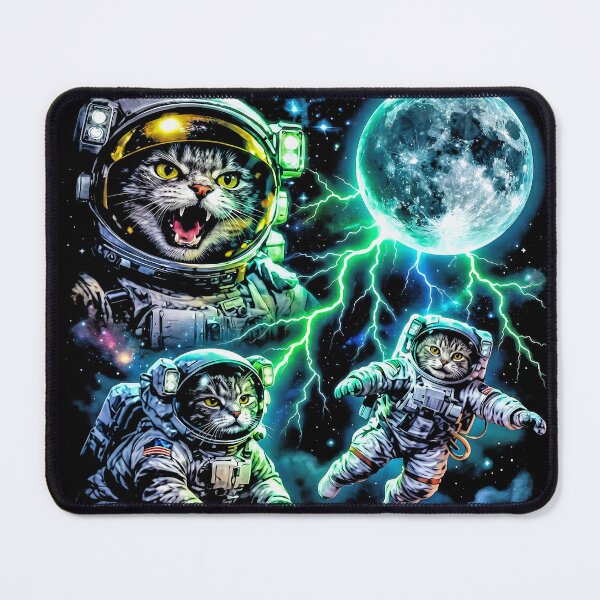 Item preview, Galactic 3 Cat Astronauts Cosmic Thunder & Neon Moon Voyage designed and sold by graphixpolash.