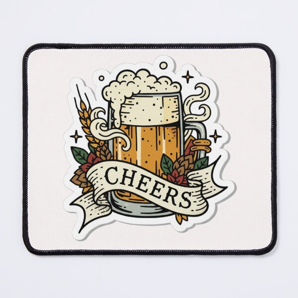 Item preview, Beer Mug Tattoo Cheers Banner Craft Brew Enthusiast Art Print designed and sold by TshirtAlles .