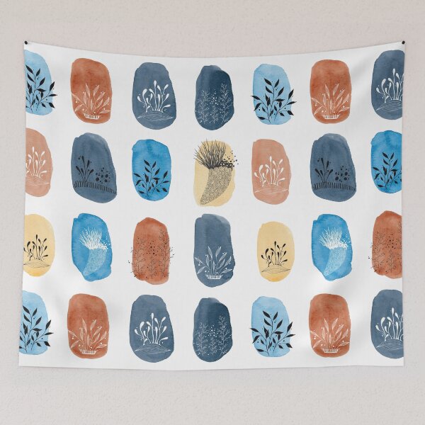 Item preview, Modern Indigo Terracotta Ovals Pattern designed and sold by CMF Designs.
