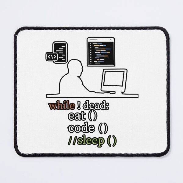 Item preview, While Not Dead Eat Code Sleep Funny Notch Style Programmer T-Shirt designed and sold by Zenith Design.