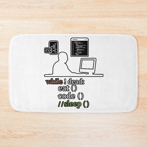 Item preview, While Not Dead Eat Code Sleep Funny Notch Style Programmer T-Shirt designed and sold by Zenith Design.