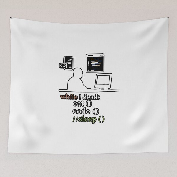 Item preview, While Not Dead Eat Code Sleep Funny Notch Style Programmer T-Shirt designed and sold by Zenith Design.