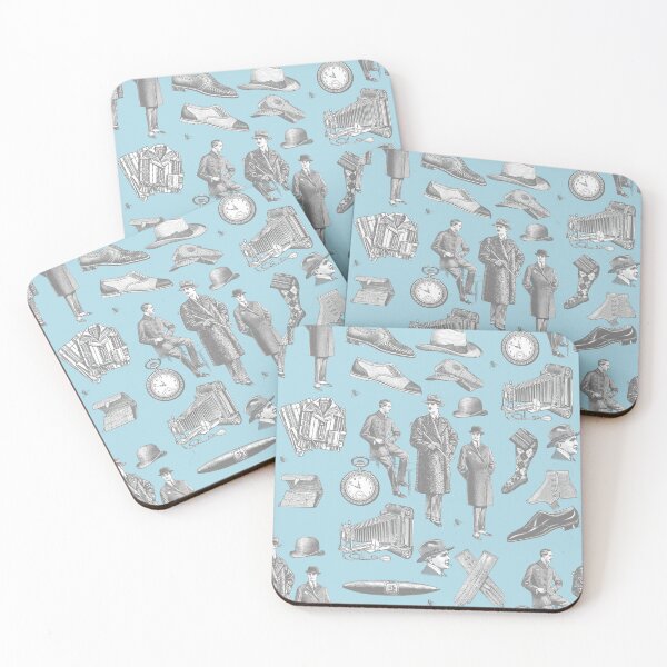 Item preview, victorian men's style antique menswear toile blue designed and sold by Gossip Rag.