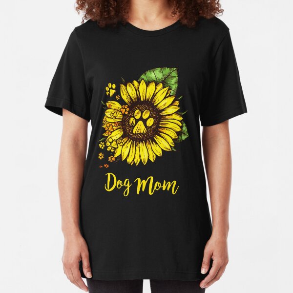 DOG MOM SUNFLOWER Slim Fit T-Shirt
