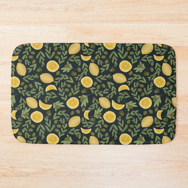 Item preview, Mediterranean Lemons and Olives on Deep Green designed and sold by Seamlessly Buffalo.