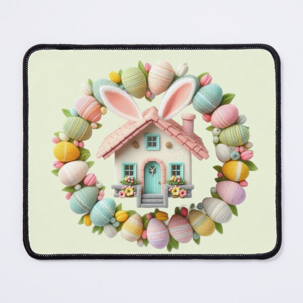 Item preview, Easter wreath made by knitted eggs and cottage with rabbit ears designed and sold by ideandesign.