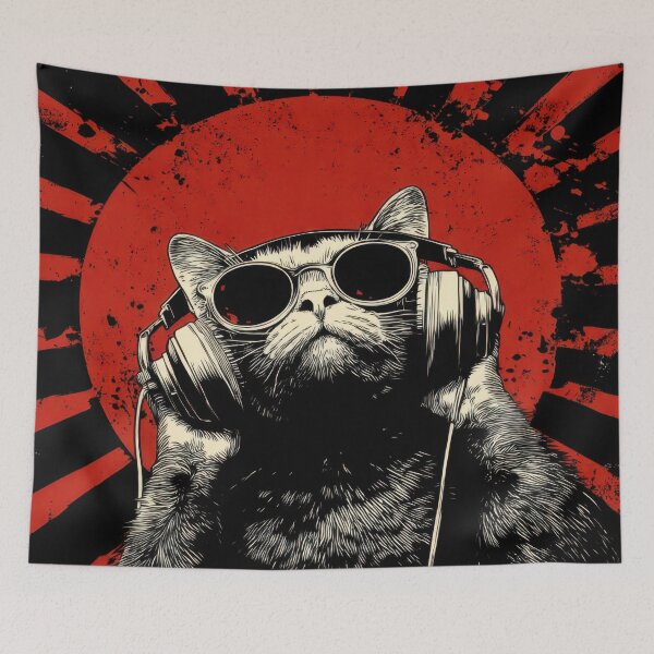 Item preview, Red room, cool cat with headphones designed and sold by anytka.