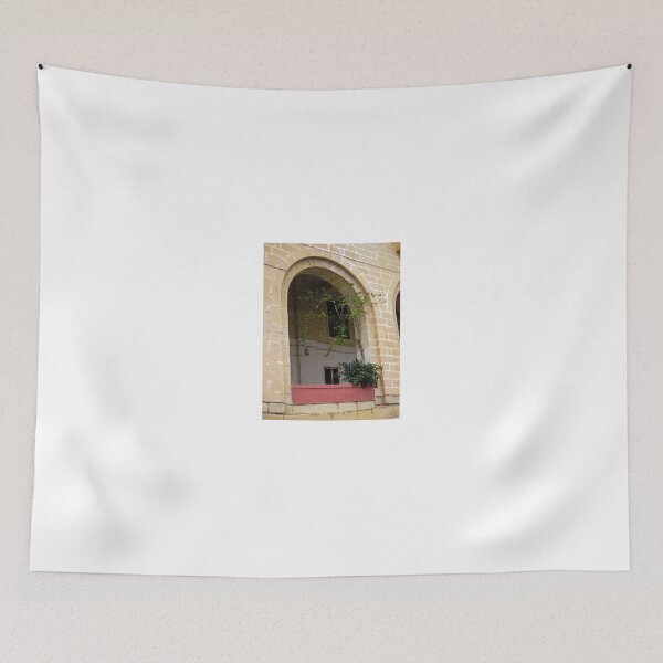 Item preview, Arched Stone Balcony With Green Vine and Potted Plant on Historic Building Facade designed and sold by Nmallia.
