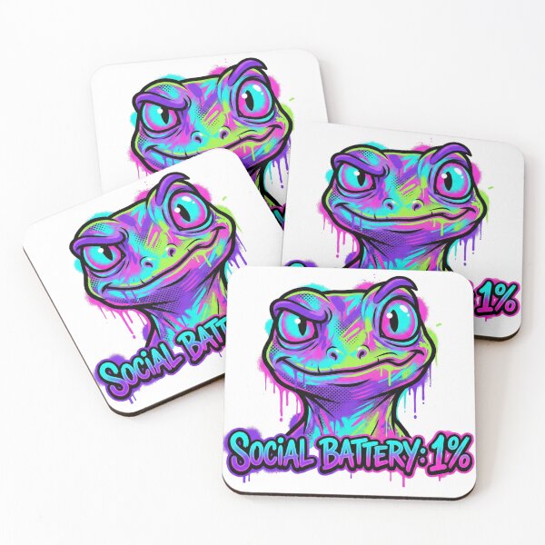 Item preview, Social Battery 1% Funny Lizard T Shirt – Sarcastic Introvert Meme Neon Graffiti Graphic Tee designed and sold by Oops! Wear.