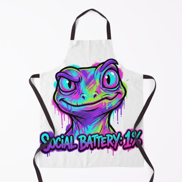 Item preview, Social Battery 1% Funny Lizard T Shirt – Sarcastic Introvert Meme Neon Graffiti Graphic Tee designed and sold by Oops! Wear.