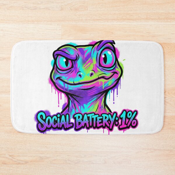 Item preview, Social Battery 1% Funny Lizard T Shirt – Sarcastic Introvert Meme Neon Graffiti Graphic Tee designed and sold by Oops! Wear.