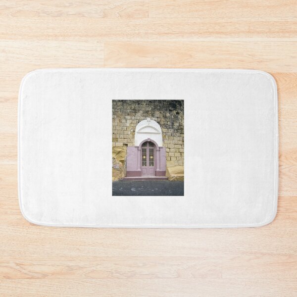Item preview, Pastel Pink Church Door With Arched Stone Wall And Cross Above Decorative Metal Grille designed and sold by Nmallia.
