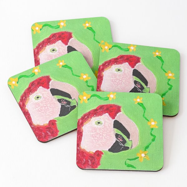 Item preview, Scarlet Macaw Parrot with Flowers designed and sold by Colorsoflove613.