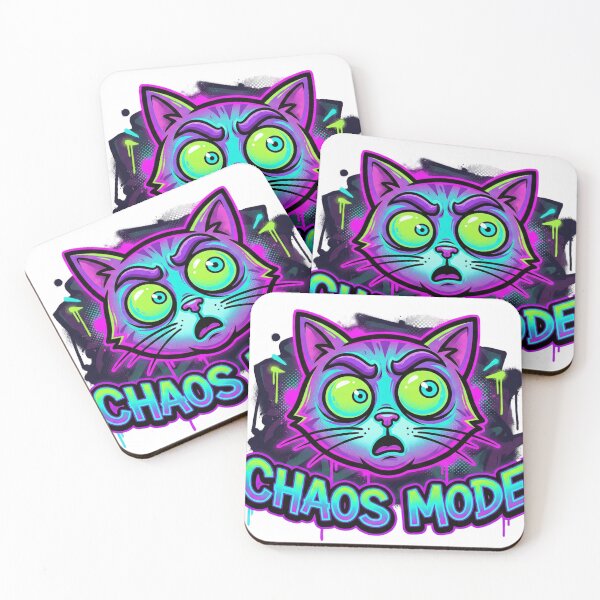 Item preview, Chaos Mode Funny Cat T Shirt – Neon Graffiti Meme Graphic Tee with Chaotic Energy designed and sold by Oops! Wear.