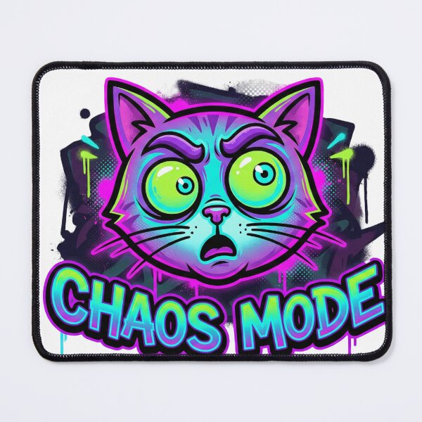 Item preview, Chaos Mode Funny Cat T Shirt – Neon Graffiti Meme Graphic Tee with Chaotic Energy designed and sold by Oops! Wear.