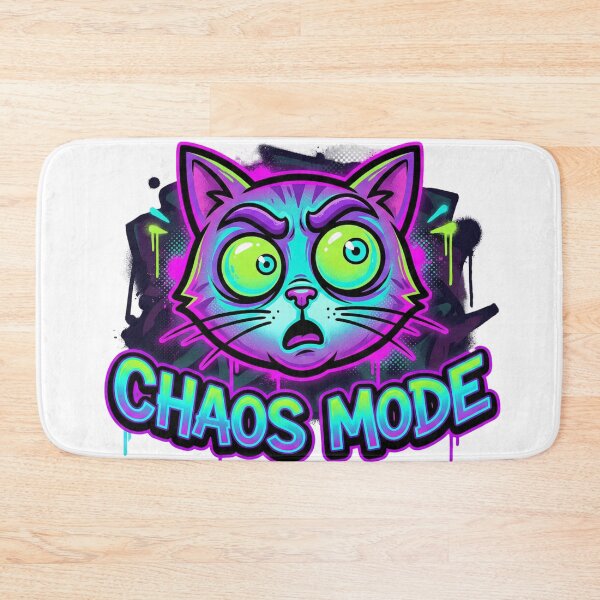 Item preview, Chaos Mode Funny Cat T Shirt – Neon Graffiti Meme Graphic Tee with Chaotic Energy designed and sold by Oops! Wear.