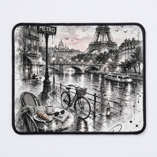 Item preview, Midnight in Paris Poster – Moody Eiffel Tower Night Wall Art, Romantic Paris Balcony Scene, Black and White Watercolor Paris Decor designed and sold by art2print.