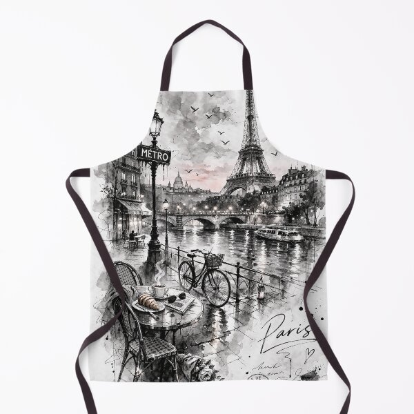 Item preview, Midnight in Paris Poster – Moody Eiffel Tower Night Wall Art, Romantic Paris Balcony Scene, Black and White Watercolor Paris Decor designed and sold by art2print.