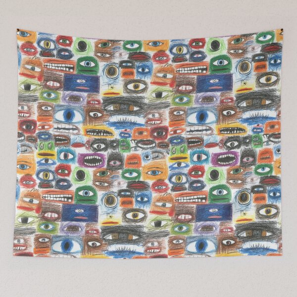 Item preview, Abstract Neo Expressionist Sketchy Faces Pattern designed and sold by Prismatect.