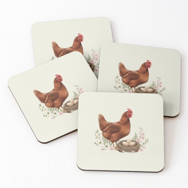 Item preview, Hen with Nest of Eggs Easter Design | Farmhouse Spring Chicken Art designed and sold by Willow & Ink.