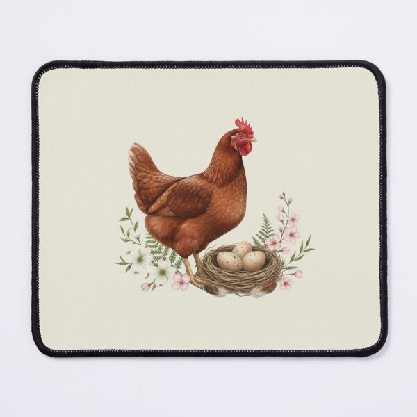 Item preview, Hen with Nest of Eggs Easter Design | Farmhouse Spring Chicken Art designed and sold by Willow & Ink.