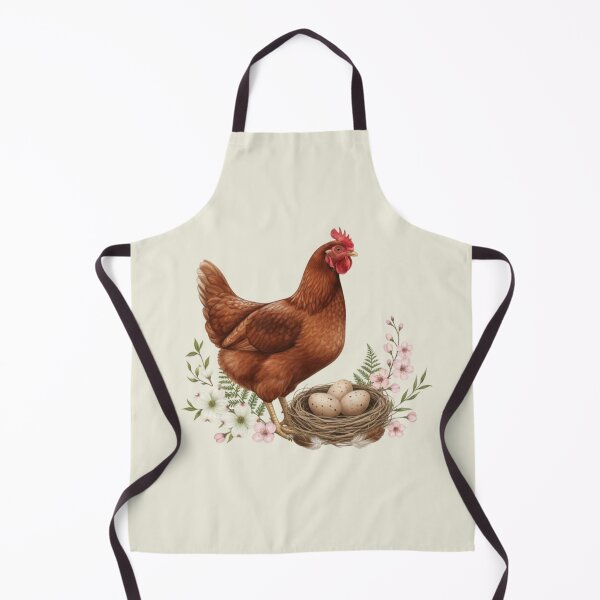 Item preview, Hen with Nest of Eggs Easter Design | Farmhouse Spring Chicken Art designed and sold by Willow & Ink.