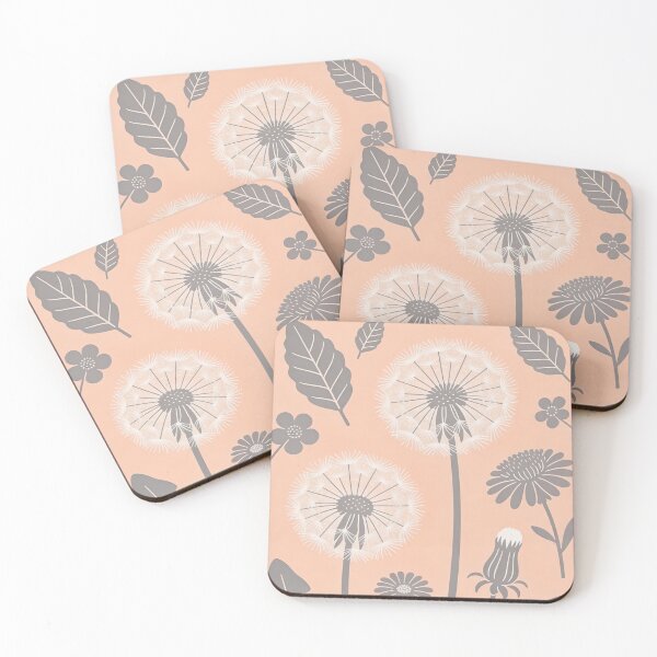 Item preview, Dandelion Flowers, Leaves and Wildflowers in Gray and Peach designed and sold by Ciervo Primavera.