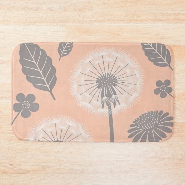 Item preview, Dandelion Flowers, Leaves and Wildflowers in Gray and Peach designed and sold by Ciervo Primavera.