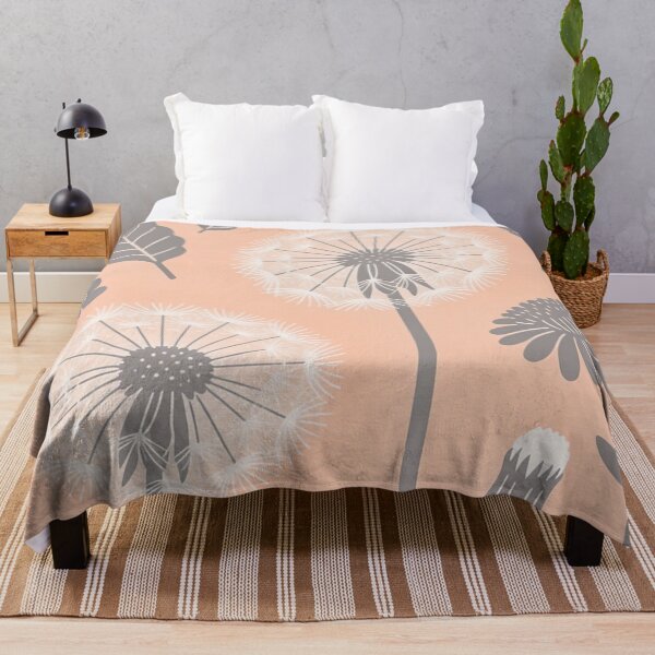 Item preview, Dandelion Flowers, Leaves and Wildflowers in Gray and Peach designed and sold by Ciervo Primavera.