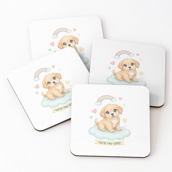 Item preview, Kawaii Golden Puppy You’re Pawsome Cute Dog Rainbow Sticker designed and sold by TshirtAlles .