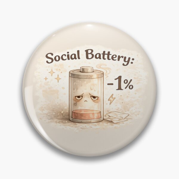Item preview, Social Battery 1% – Funny Introvert Mood Watercolor Sticker designed and sold by Nusha Creations.