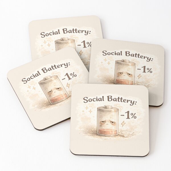 Item preview, Social Battery 1% – Funny Introvert Mood Watercolor Sticker designed and sold by StickyDelights.