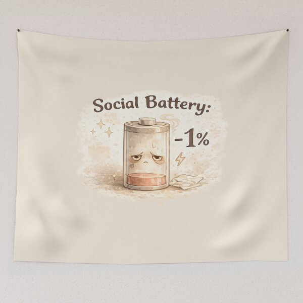 Item preview, Social Battery 1% – Funny Introvert Mood Watercolor Sticker designed and sold by Nusha Creations.