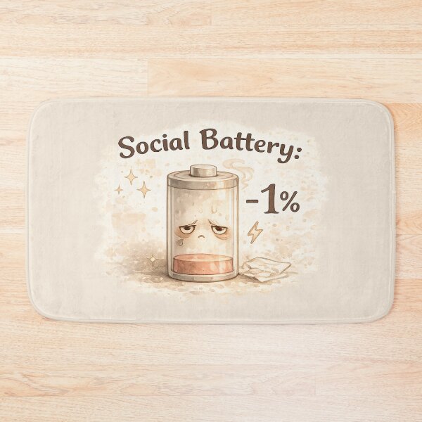 Item preview, Social Battery 1% – Funny Introvert Mood Watercolor Sticker designed and sold by Nusha Creations.