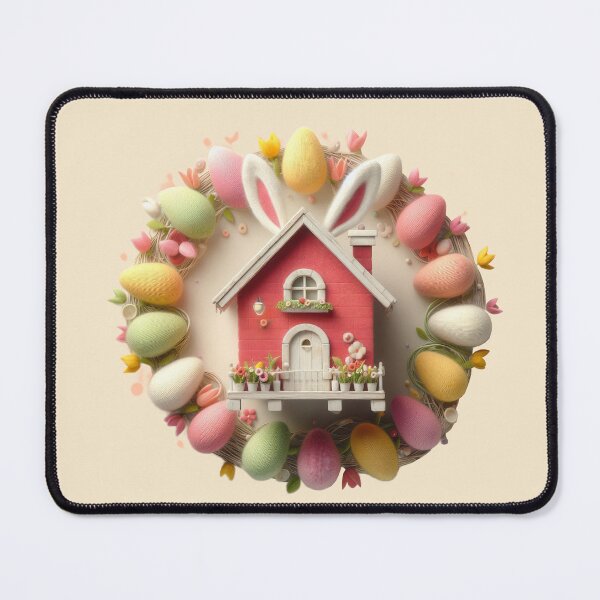 Item preview, Easter wreath made by knitted eggs and cottage with rabbit ears designed and sold by ideandesign.