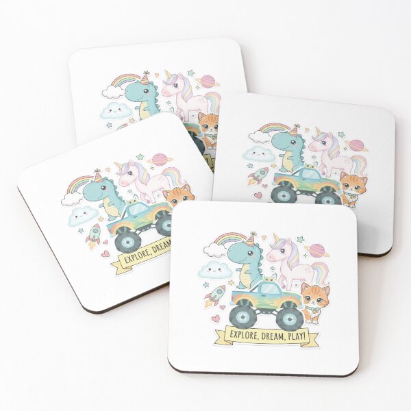 Item preview, Explore Dream Play Monster Truck Dinosaur Unicorn Kawaii Kids Decor designed and sold by TshirtAlles .