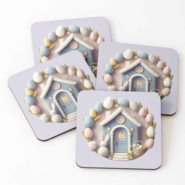 Item preview, Easter wreath made by knitted eggs and cottage with rabbit ears designed and sold by ideandesign.
