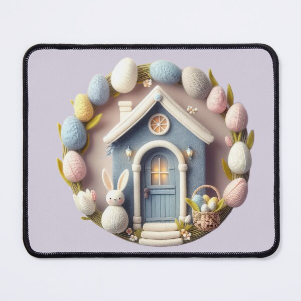 Item preview, Easter wreath made by knitted eggs and cottage with rabbit ears designed and sold by ideandesign.