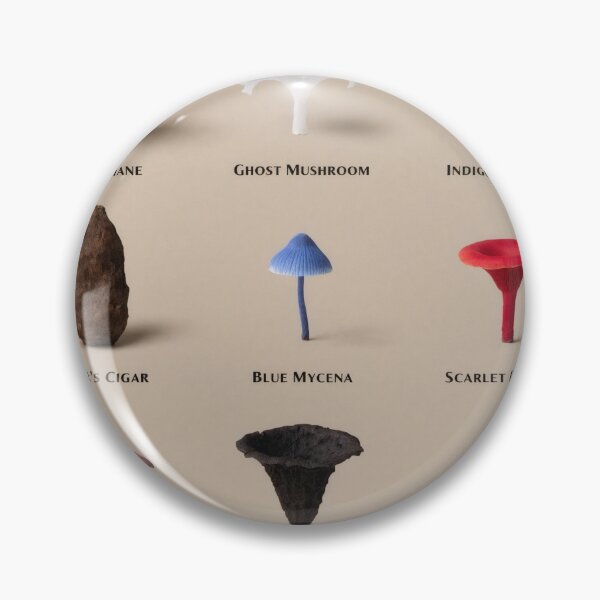 Item preview, Studio botanical poster with nine labeled mushrooms in a 3x3 grid designed and sold by Creative88Art.