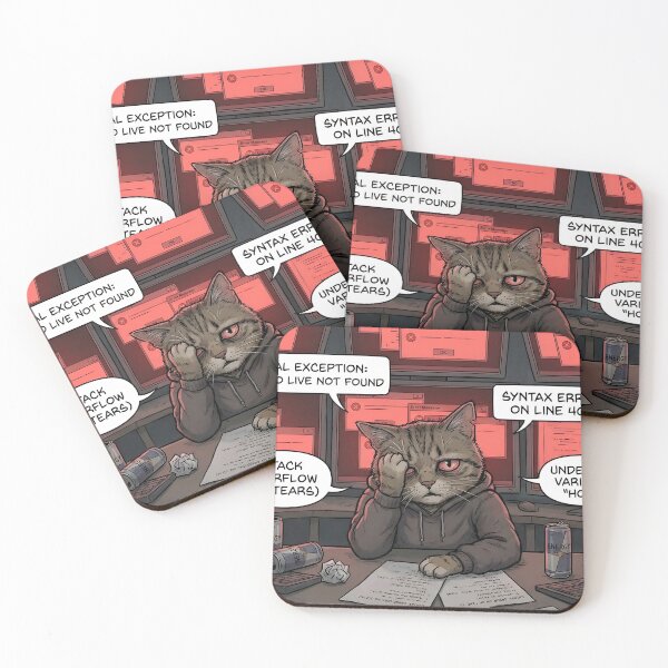 Item preview, Stressed Cat Programmer Fatal Exception Glitch designed and sold by Zenith Design.