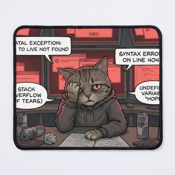 Item preview, Stressed Cat Programmer Fatal Exception Glitch designed and sold by Zenith Design.