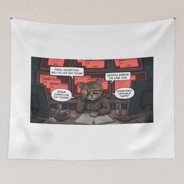 Item preview, Stressed Cat Programmer Fatal Exception Glitch designed and sold by Zenith Design.