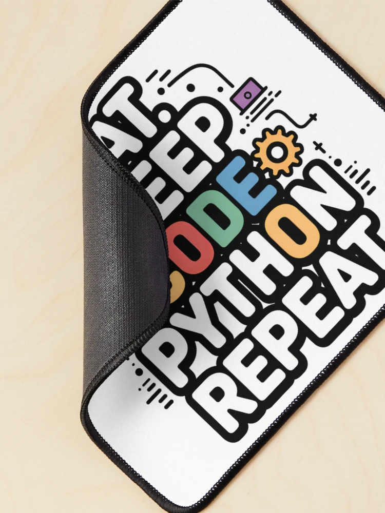 Thumbnail 2 of 5, Mouse Pad, Eat Sleep Code Python Repeat Colorful Developer designed and sold by Zenith Design.