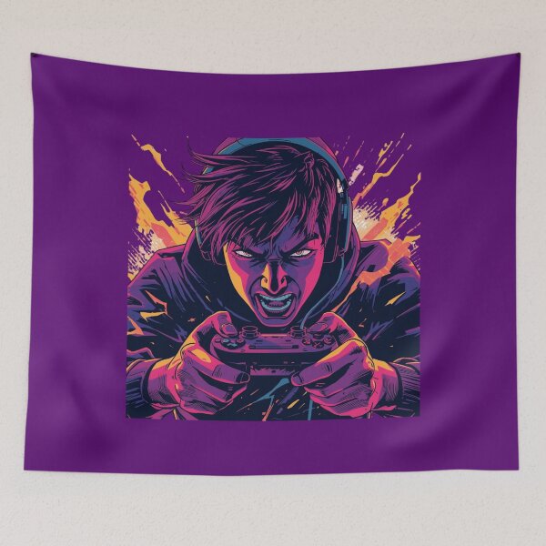 Item preview, Intense Gamer Art - Neon Esports Controller Illustration - Angry Gaming Artwork. designed and sold by LunaPrintCo.