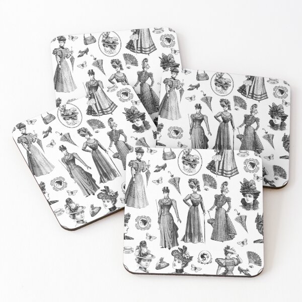Item preview, victorian women's style antique butterfly toile black white designed and sold by Gossip Rag.