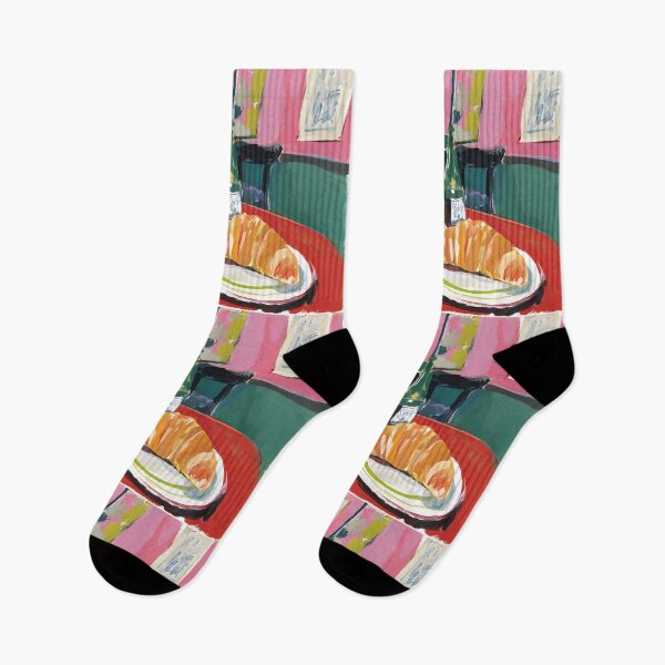 Item preview, Parisian Cafe Morning with Croissant and Coffee on Red Table, Vibrant Floral Atmosphere designed and sold by OlfactoART Studio.