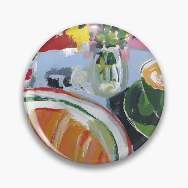 Item preview, Vibrant Cafe Breakfast Scene with Croissant, Steaming Coffee and Fresh Flowers designed and sold by OlfactoART Studio.