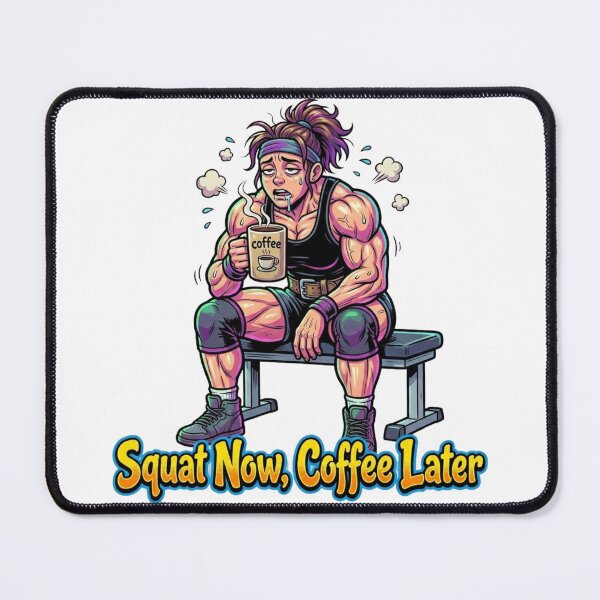 Item preview, Squat Now, Coffee Later – Cartoon Powerlifting Women Meme designed and sold by YK SHOP.