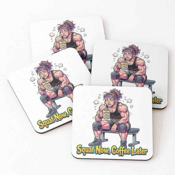 Item preview, Squat Now, Coffee Later – Cartoon Powerlifting Women Meme designed and sold by YK SHOP.
