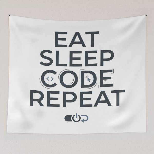 Item preview, Eat Sleep Code Repeat Tech Outline Typography designed and sold by Zenith Design.